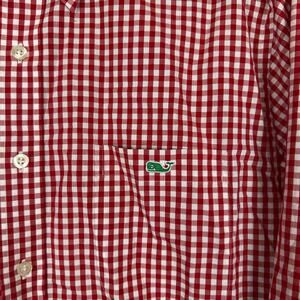 Men's Vineyard Vines Slim Fit Tucker Red & White Gingham Check Button Up Shirt L